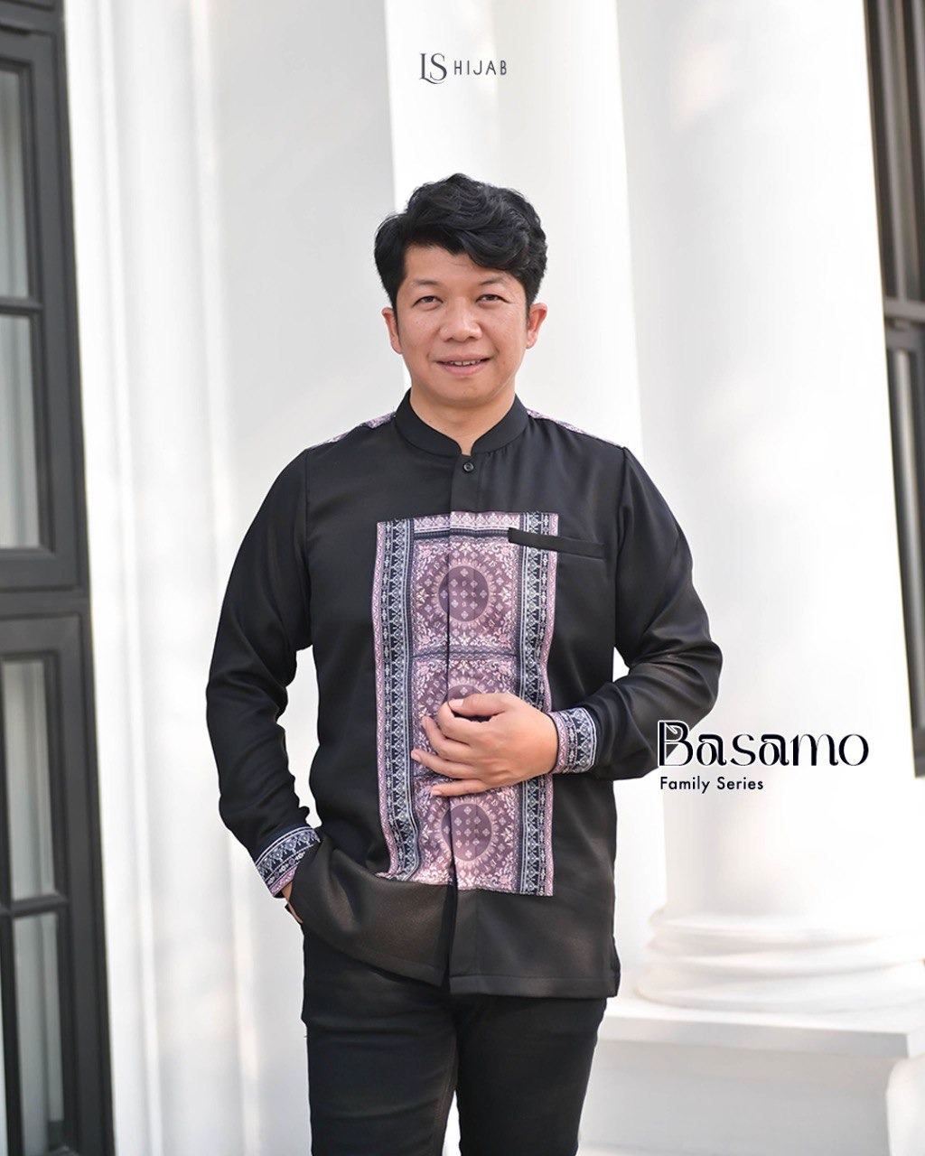 LS Hijab Koko Basamo Lengan Panjang Motif Printing Bahan Sahara Full Tricot Elegan