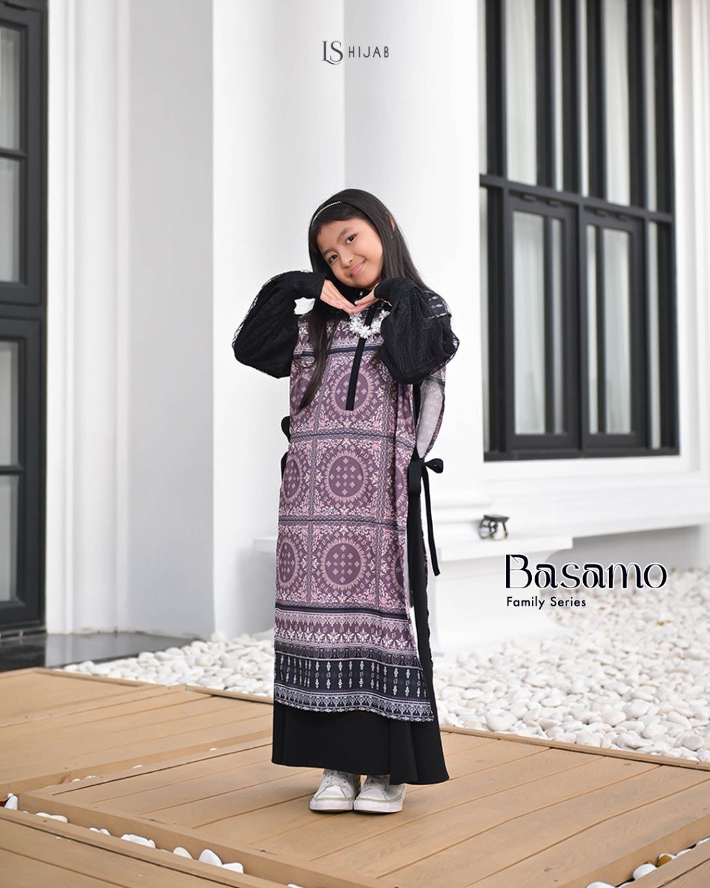 LS HIJAB| Basamo Dress Anak Motif Printing Premium