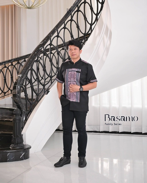 Image of LS Hijab Koko BasamonLengan Pendek Motif Printing Bahan Sahara Full Tricot Elegan