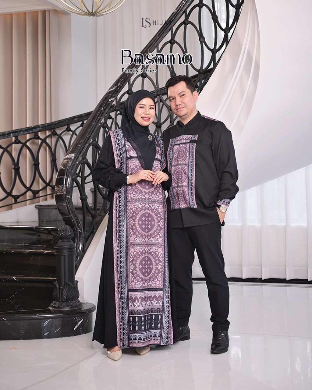 LS Hijab Koko Basamo Lengan Panjang Motif Printing Bahan Sahara Full Tricot Elegan
