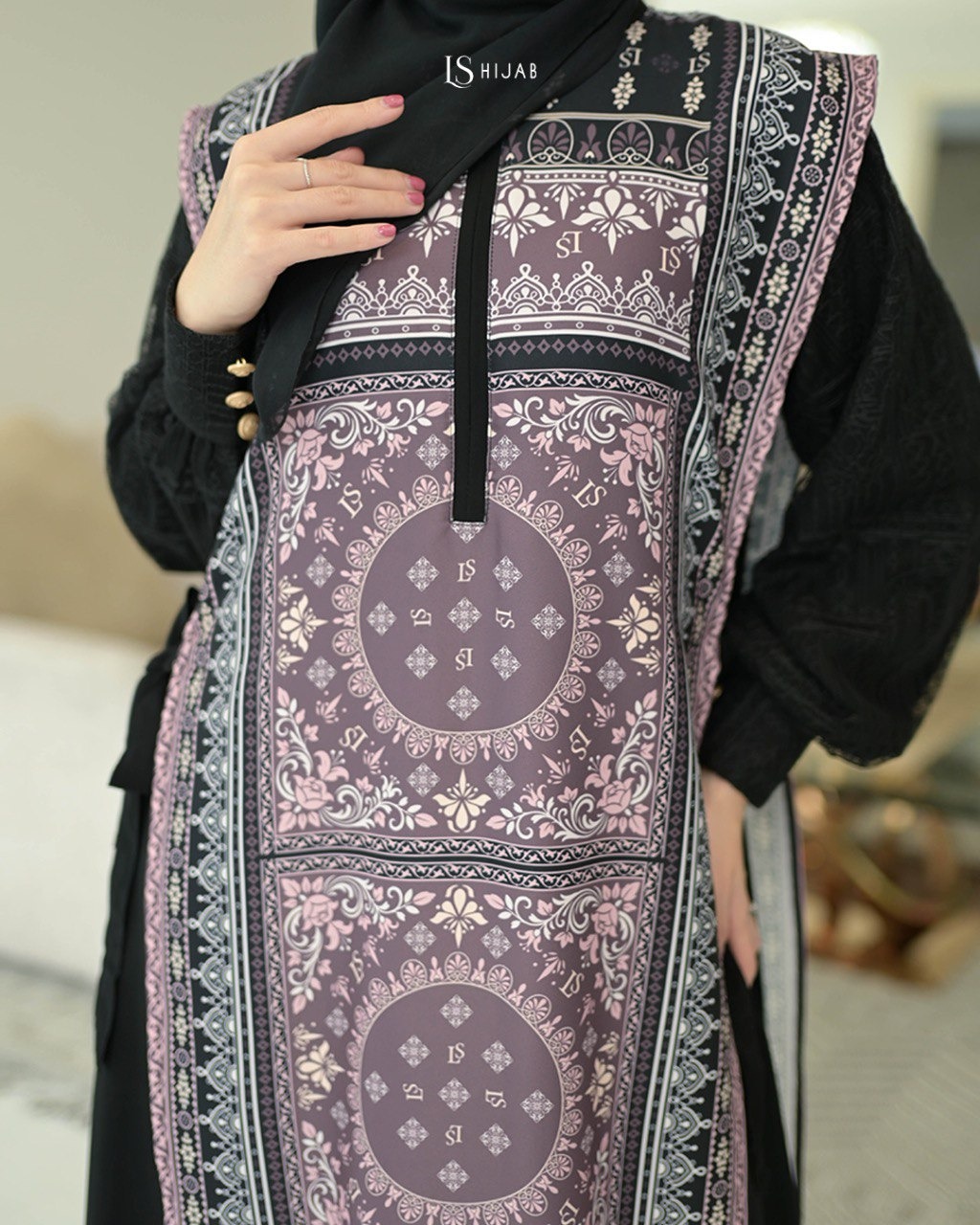 LS HIJAB| Basamo Dress Gamis Couple Busui Friendly Wanita Muslim Motif Premium