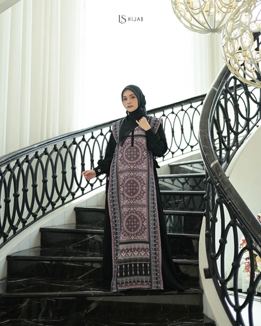 Image of Basamo Dress Gamis Couple Busui Friendly Wanita Muslim Motif Premium