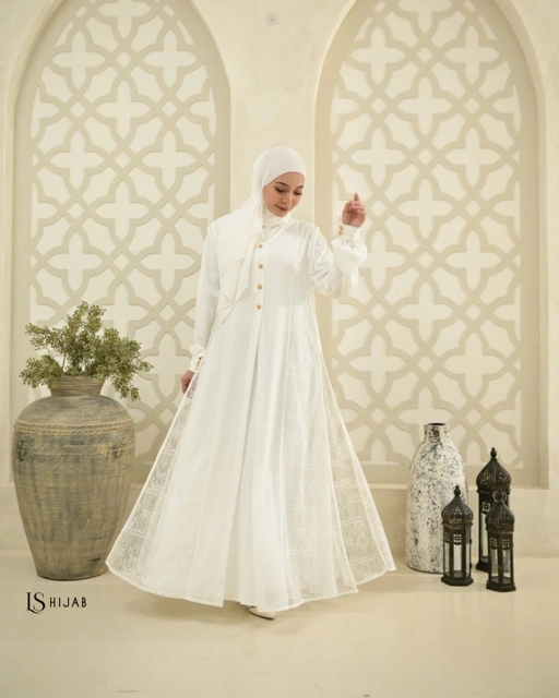 Image of LS HIJAB| Gamila Dress Kombinasi Brukat, Inner Outer Lepas Pasang