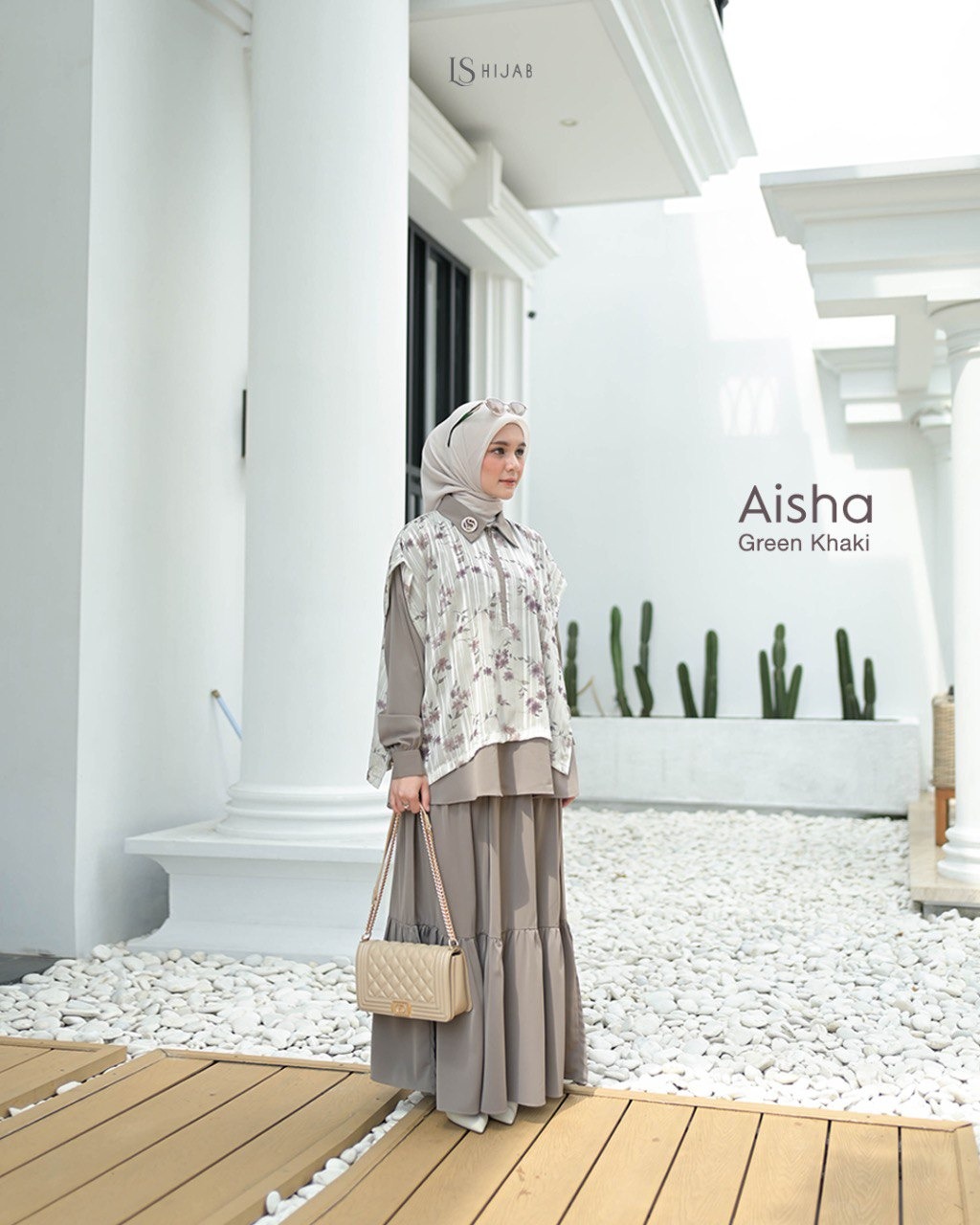 LS Hijab| Aisha Oneset Blouse Set Rok Muslimah Anti UV