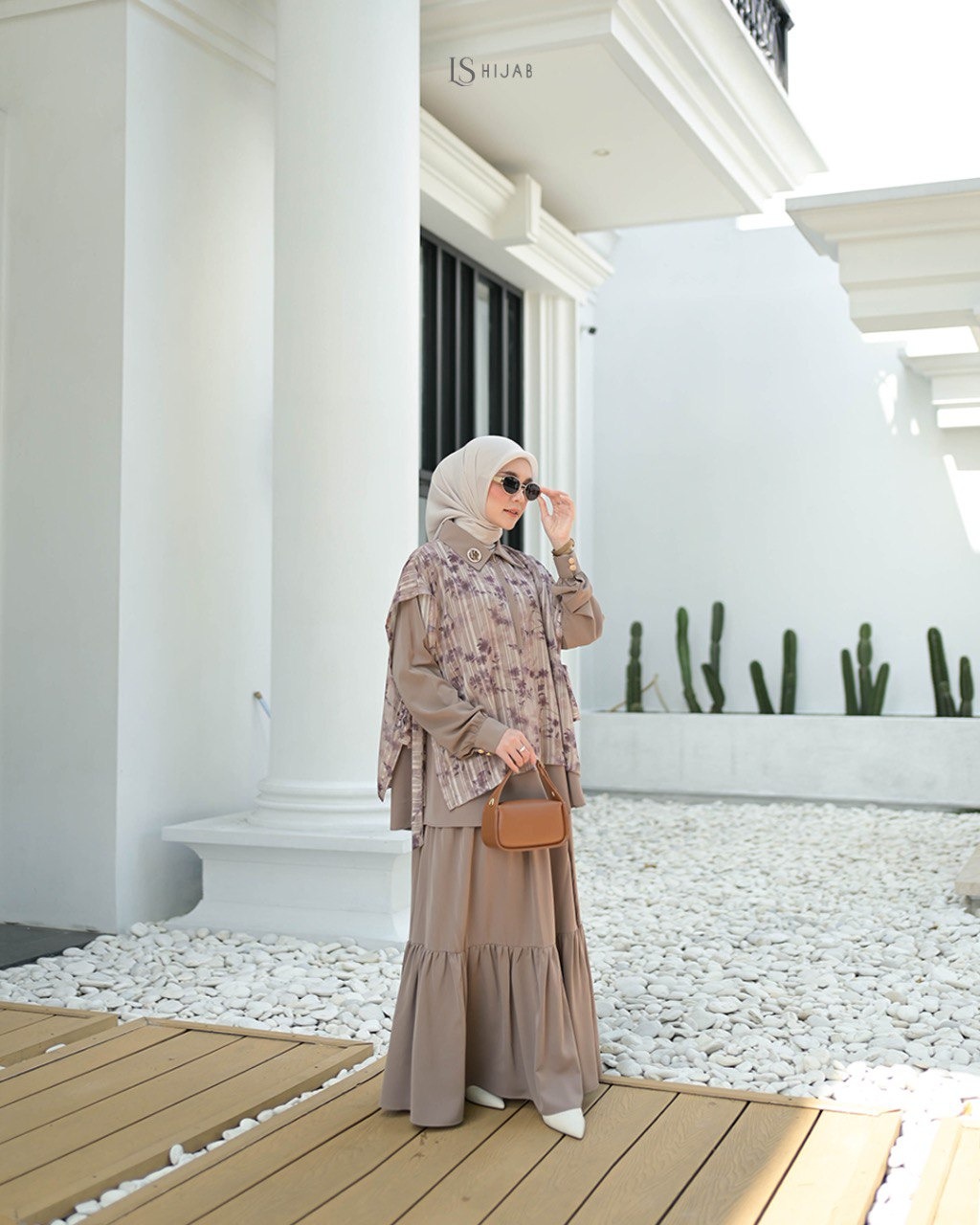LS Hijab| Aisha Oneset Blouse Set Rok Muslimah Anti UV