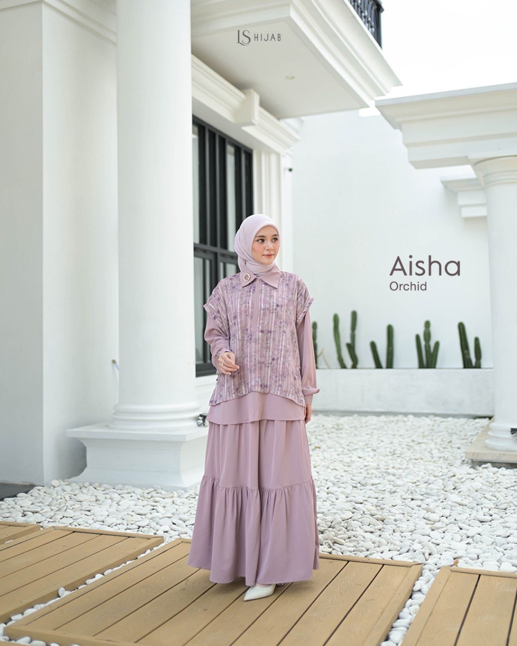 LS Hijab| Aisha Oneset Blouse Set Rok Muslimah Anti UV