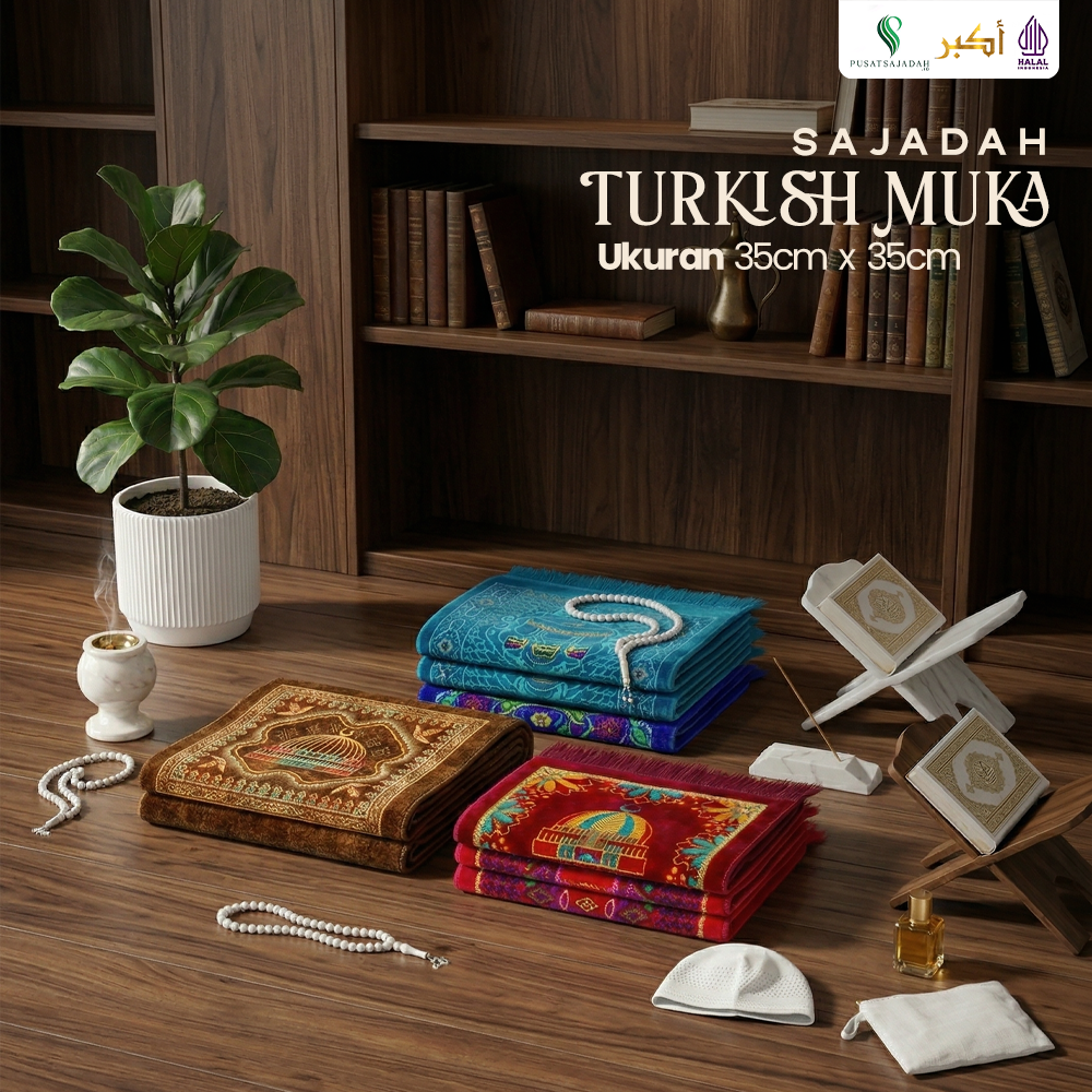 Sajadah Muka Tebal & Lembut | Turkish Muka | Uk. 35x35 | Minimalis | Modern | Terlaris | Termurah | Terbaik | Lembut | Tebal | Simple | Travel