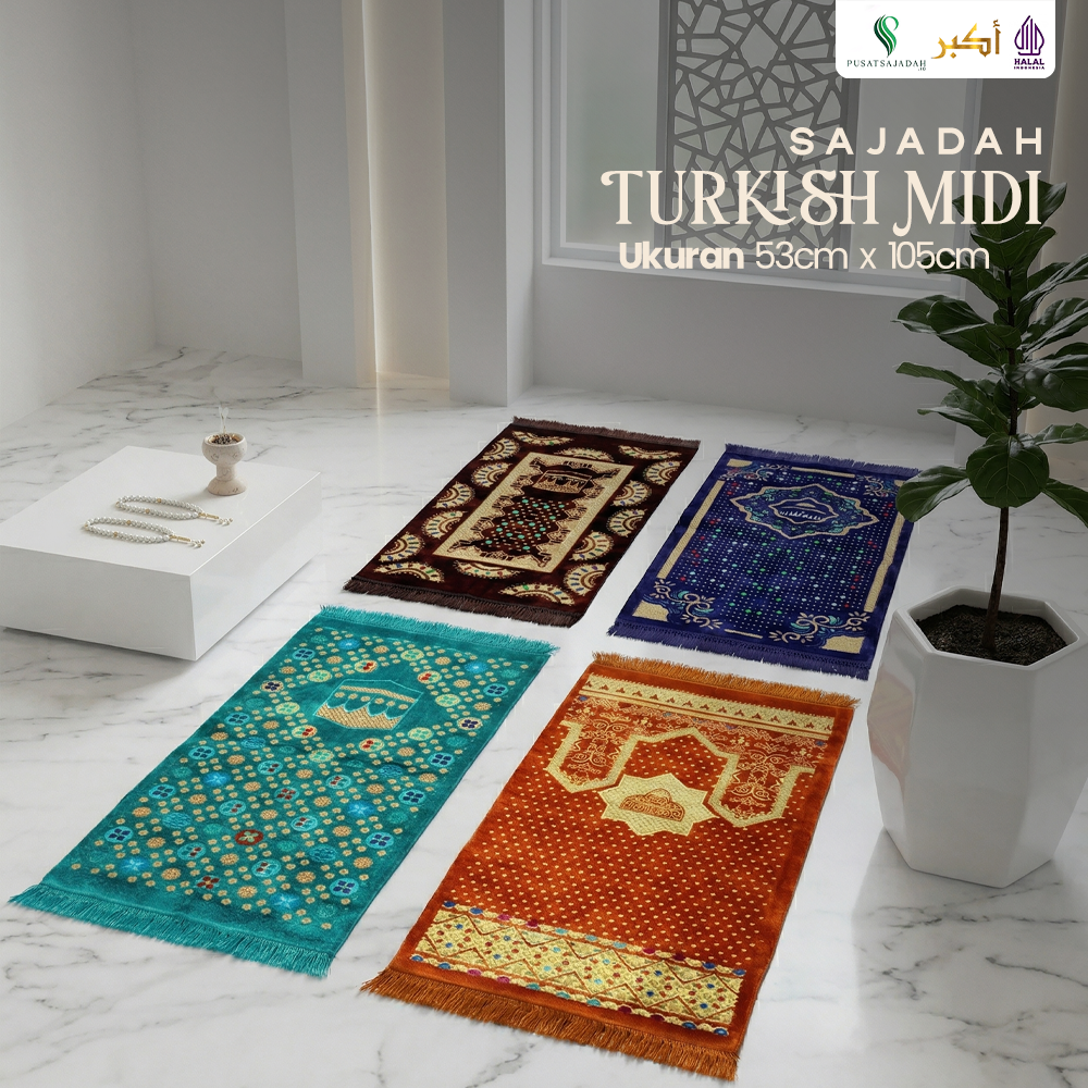Sajadah Dewasa Medium | Turkish Midi | Uk. 53x105 | Model Terbaru | Gift | Turkiye | Turkey | Istanbul | Souvenir Haji | Terlaris | Lembut