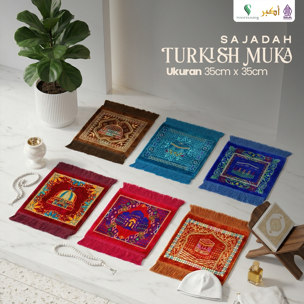 Sajadah Muka Tebal & Lembut | Turkish Muka | Uk. 35x35 | Minimalis | Modern | Terlaris | Termurah | Terbaik | Lembut | Tebal | Simple | Travel