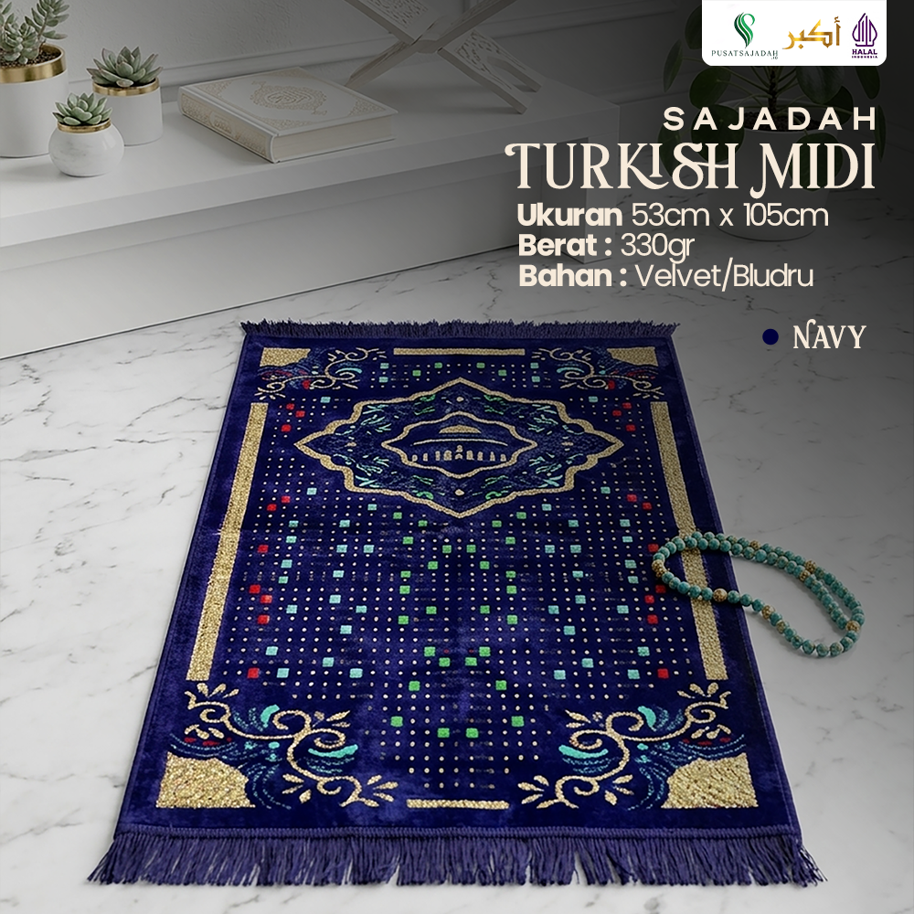 Sajadah Dewasa Medium | Turkish Midi | Uk. 53x105 | Model Terbaru | Gift | Turkiye | Turkey | Istanbul | Souvenir Haji | Terlaris | Lembut