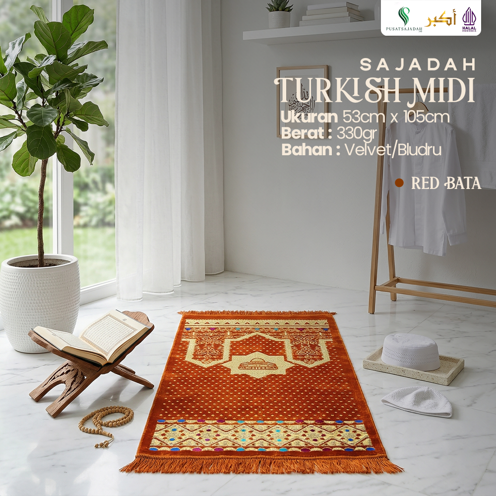 Sajadah Dewasa Medium | Turkish Midi | Uk. 53x105 | Model Terbaru | Gift | Turkiye | Turkey | Istanbul | Souvenir Haji | Terlaris | Lembut
