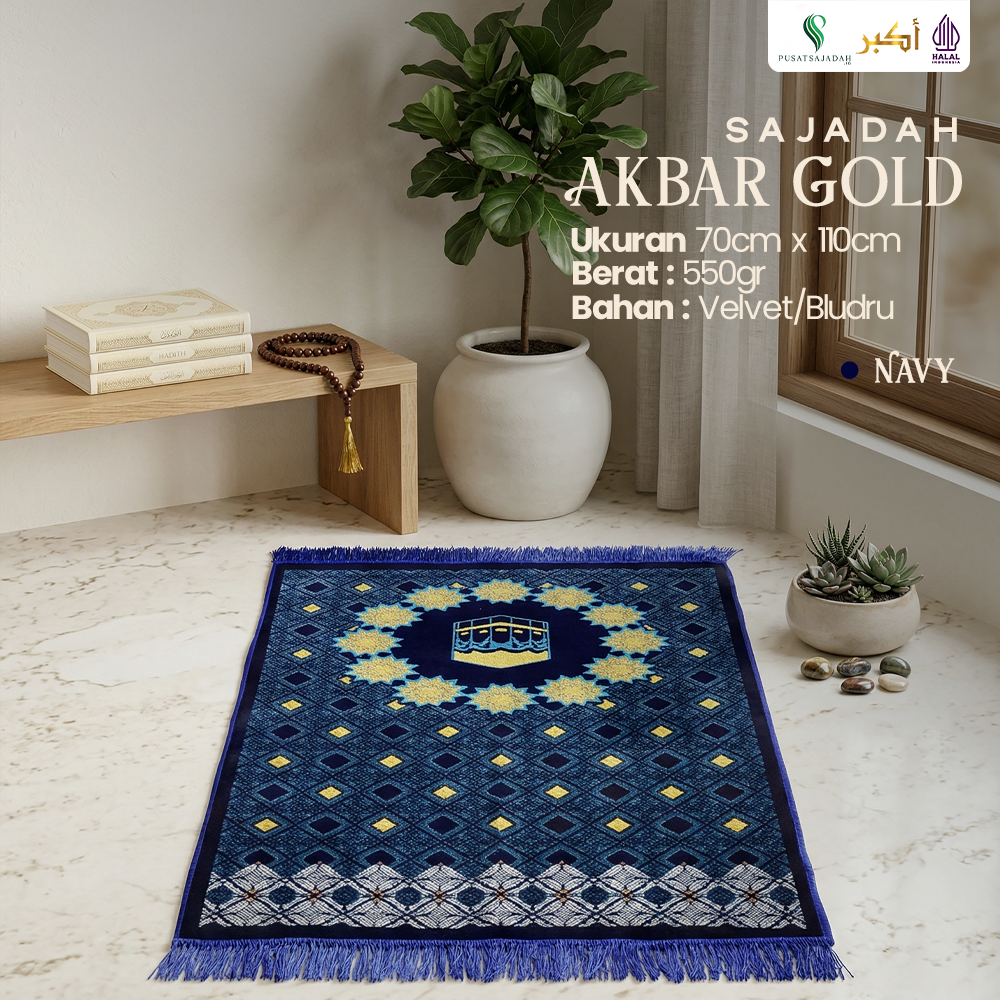 Sajadah Tebal & Terlaris | Akbar Gold | Uk. 70x110 | Turkiye | Turkey | Minimalis | Modern | Tebal | Lembut | Termurah | Terbaru