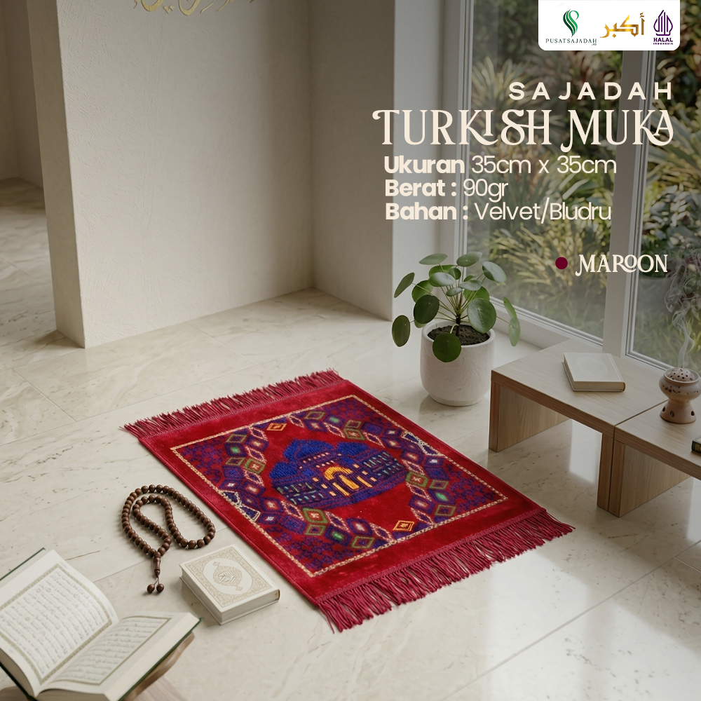Sajadah Muka Tebal & Lembut | Turkish Muka | Uk. 35x35 | Minimalis | Modern | Terlaris | Termurah | Terbaik | Lembut | Tebal | Simple | Travel