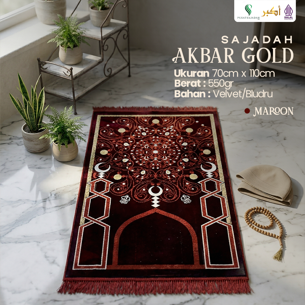 Sajadah Tebal & Terlaris | Akbar Gold | Uk. 70x110 | Turkiye | Turkey | Minimalis | Modern | Tebal | Lembut | Termurah | Terbaru