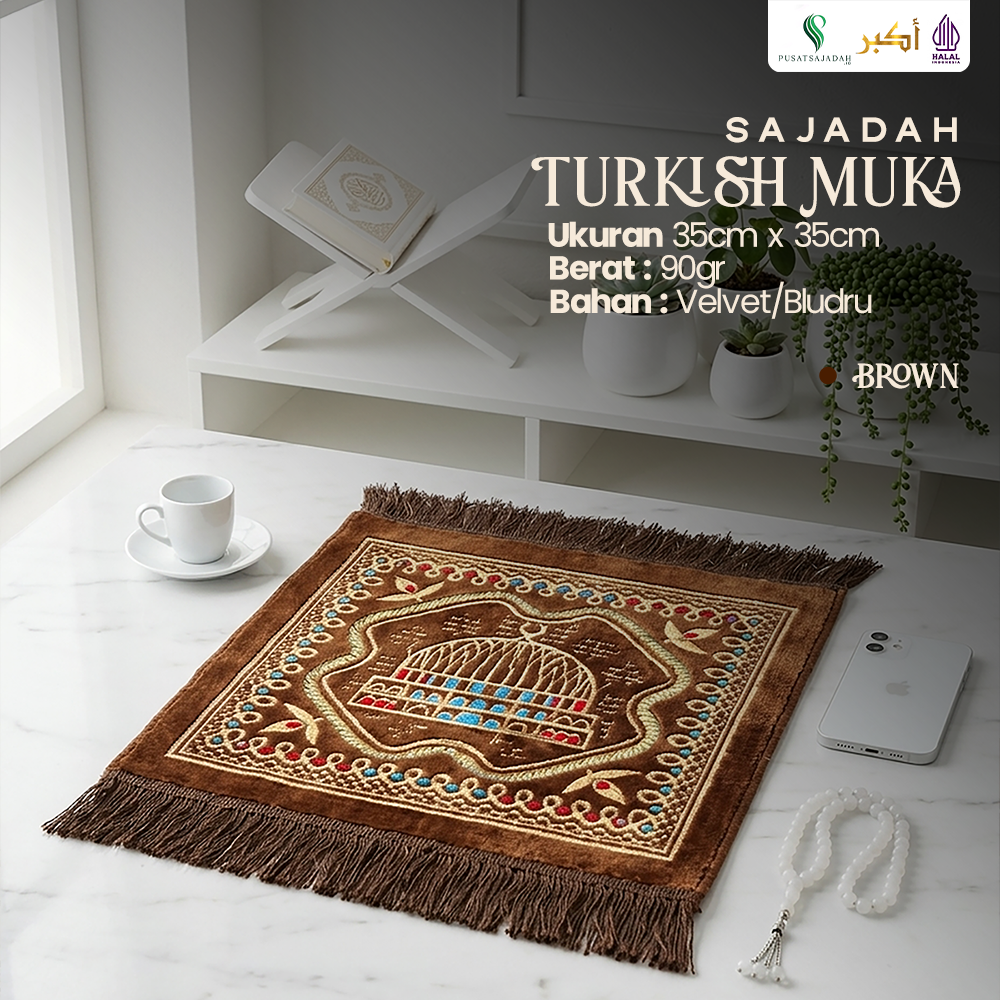 Sajadah Muka Tebal & Lembut | Turkish Muka | Uk. 35x35 | Minimalis | Modern | Terlaris | Termurah | Terbaik | Lembut | Tebal | Simple | Travel