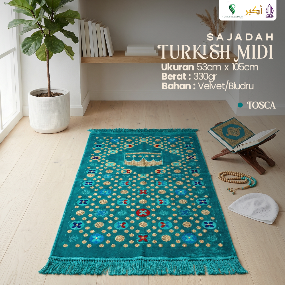 Sajadah Dewasa Medium | Turkish Midi | Uk. 53x105 | Model Terbaru | Gift | Turkiye | Turkey | Istanbul | Souvenir Haji | Terlaris | Lembut