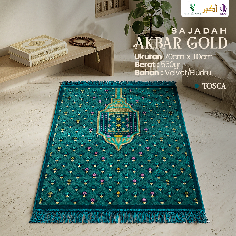 Sajadah Tebal & Terlaris | Akbar Gold | Uk. 70x110 | Turkiye | Turkey | Minimalis | Modern | Tebal | Lembut | Termurah | Terbaru