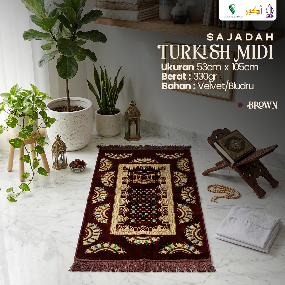 Sajadah Dewasa Medium | Turkish Midi | Uk. 53x105 | Model Terbaru | Gift | Turkiye | Turkey | Istanbul | Souvenir Haji | Terlaris | Lembut