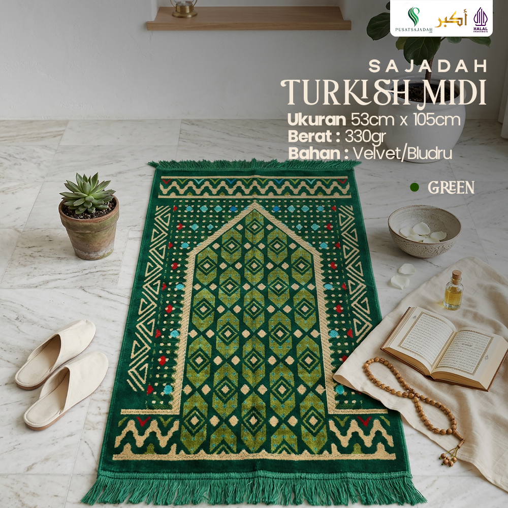 Sajadah Dewasa Medium | Turkish Midi | Uk. 53x105 | Model Terbaru | Gift | Turkiye | Turkey | Istanbul | Souvenir Haji | Terlaris | Lembut