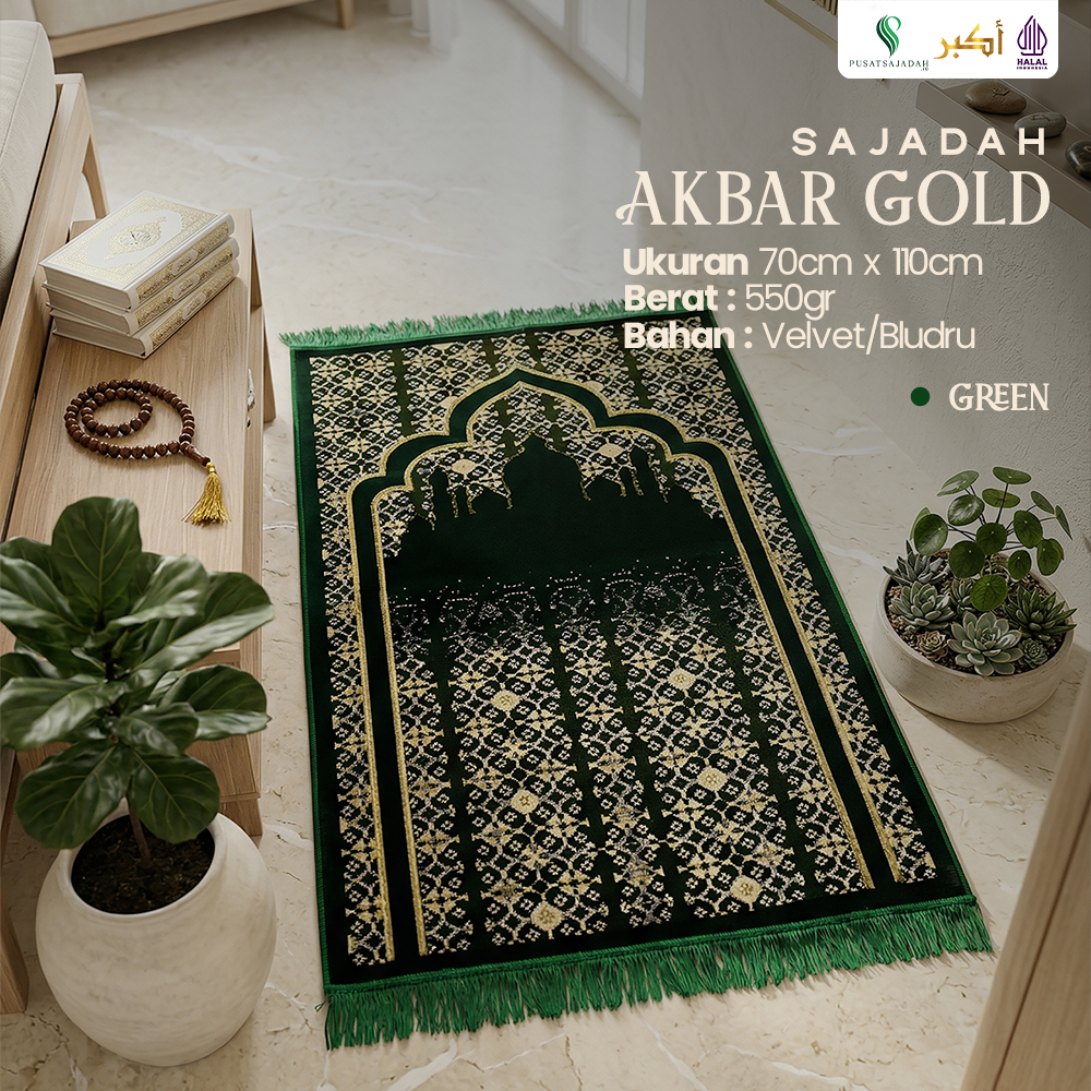Sajadah Tebal & Terlaris | Akbar Gold | Uk. 70x110 | Turkiye | Turkey | Minimalis | Modern | Tebal | Lembut | Termurah | Terbaru