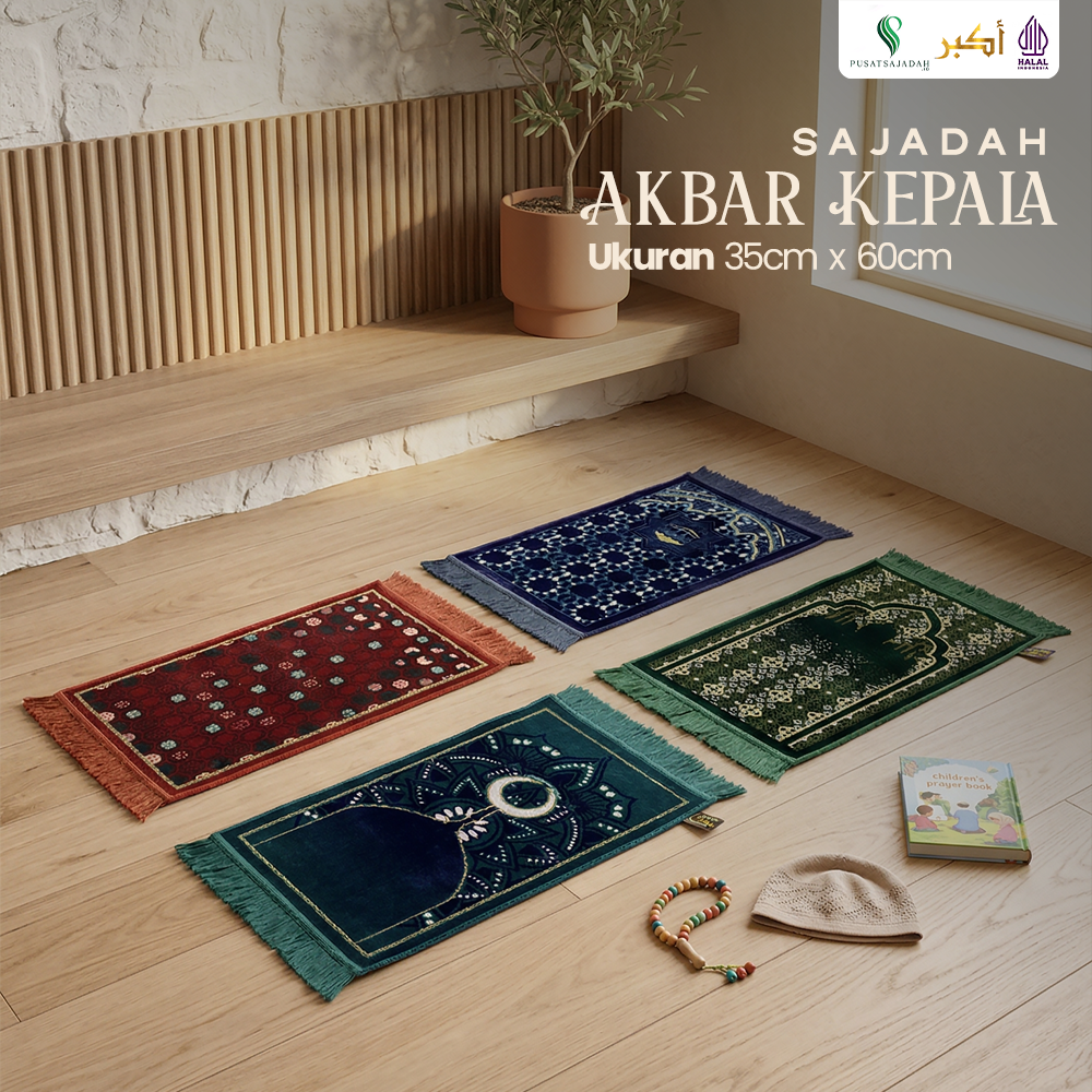 Sajadah Anak Tebal & Lembut | Akbar Kepala | Uk. 35x60 | Minimalis | Modern | Terlaris | Oleh-Oleh Haji dan Umroh | Murah | Aesthetic | Kecil | Travel | Tahlilan 40 hari