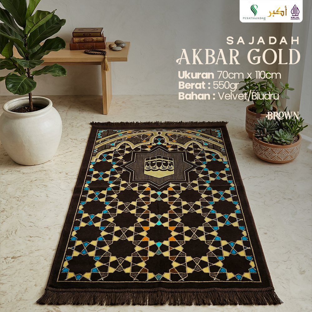 Sajadah Tebal & Terlaris | Akbar Gold | Uk. 70x110 | Turkiye | Turkey | Minimalis | Modern | Tebal | Lembut | Termurah | Terbaru