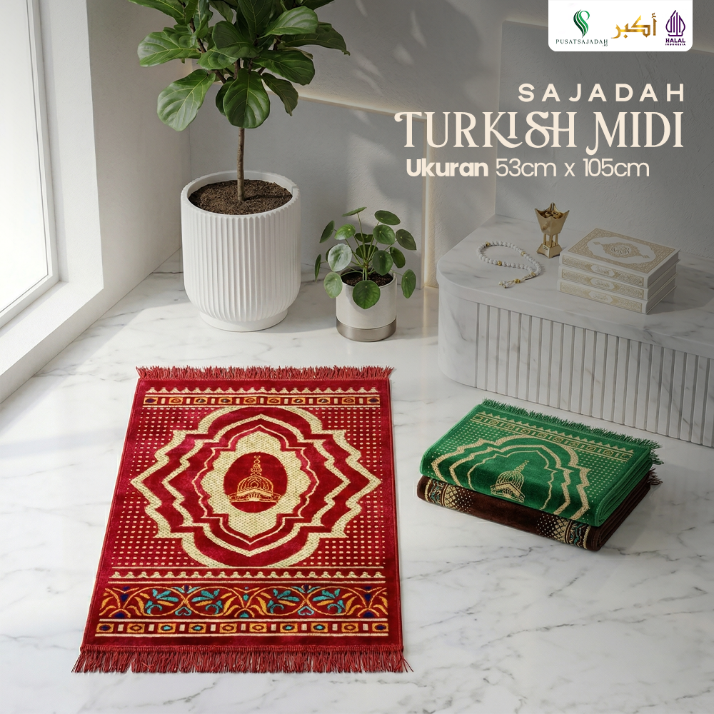Sajadah Dewasa Medium | Turkish Midi | Uk. 53x105 | Model Terbaru | Gift | Turkiye | Turkey | Istanbul | Souvenir Haji | Terlaris | Lembut