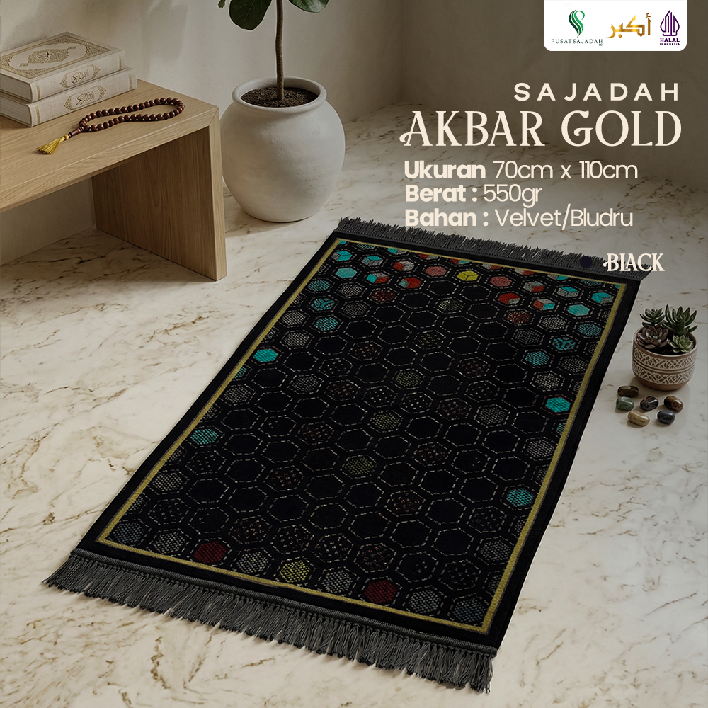 Sajadah Tebal & Terlaris | Akbar Gold | Uk. 70x110 | Turkiye | Turkey | Minimalis | Modern | Tebal | Lembut | Termurah | Terbaru