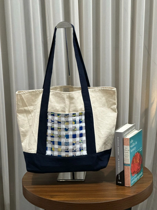 Image of Totebag Two Tone  - House Of Inang - Tas Anyaman / Upcycle / Ecobag / Tas Daur Ulang Recycle / Ramah Lingkungan / Ecofashion Sustainable / Handmade Fashion
