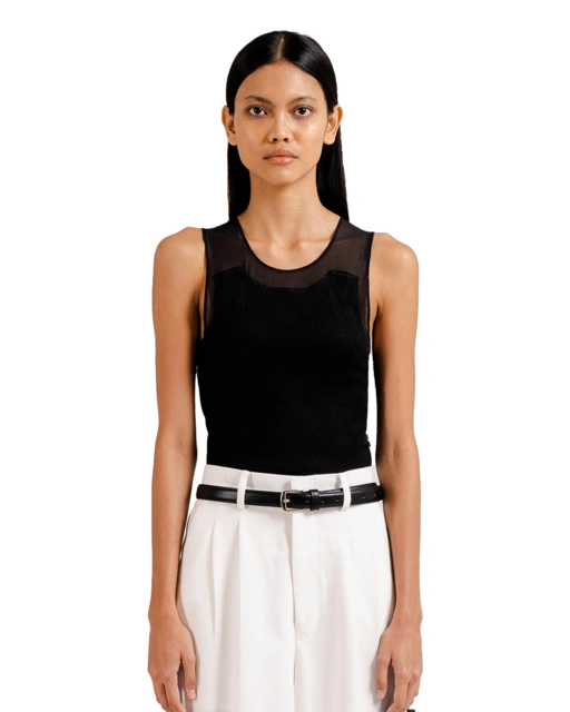 Image of Layered Mesh Tanktop in Black
