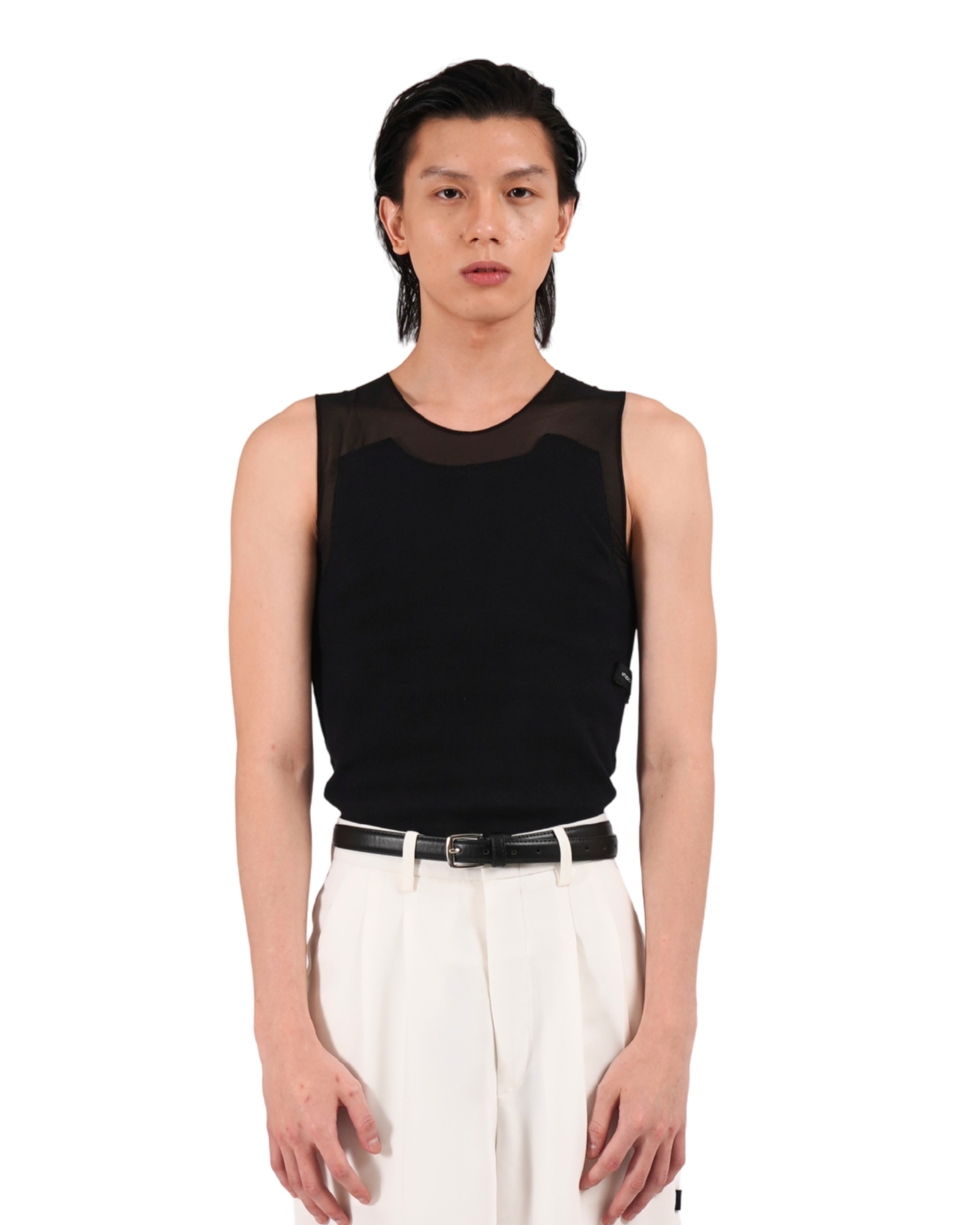 Layered Mesh Tanktop in Black