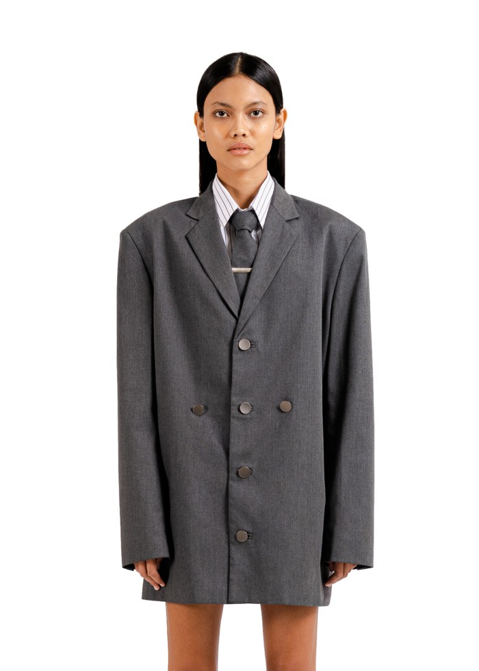 Adjustable Waist Blazer in Grey