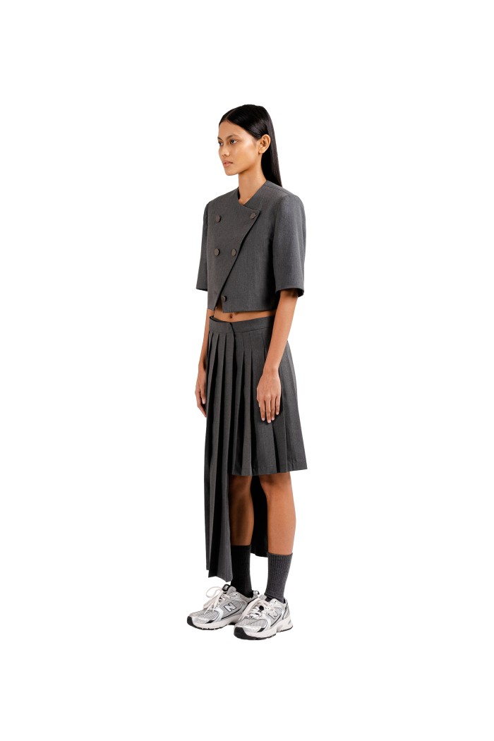 Classic Cropped Jacket Short Sleeve in Grey