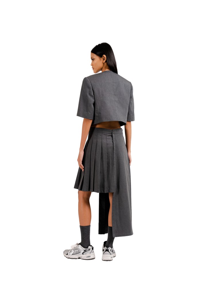 Classic Cropped Jacket Short Sleeve in Grey