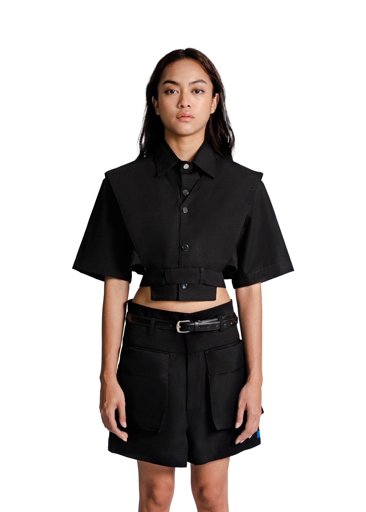 Detachable Vest Shirt in Black