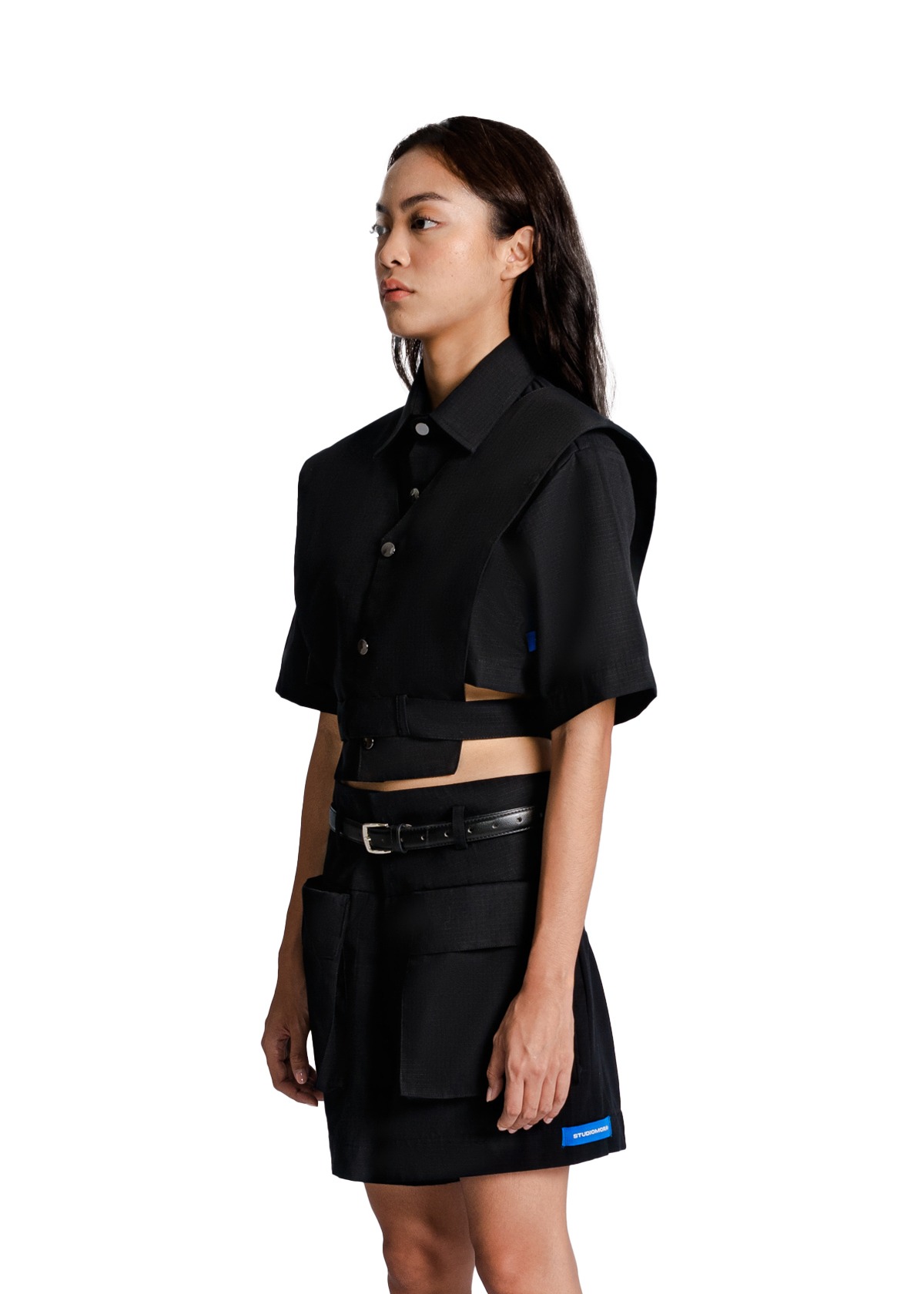 Detachable Vest Shirt in Black
