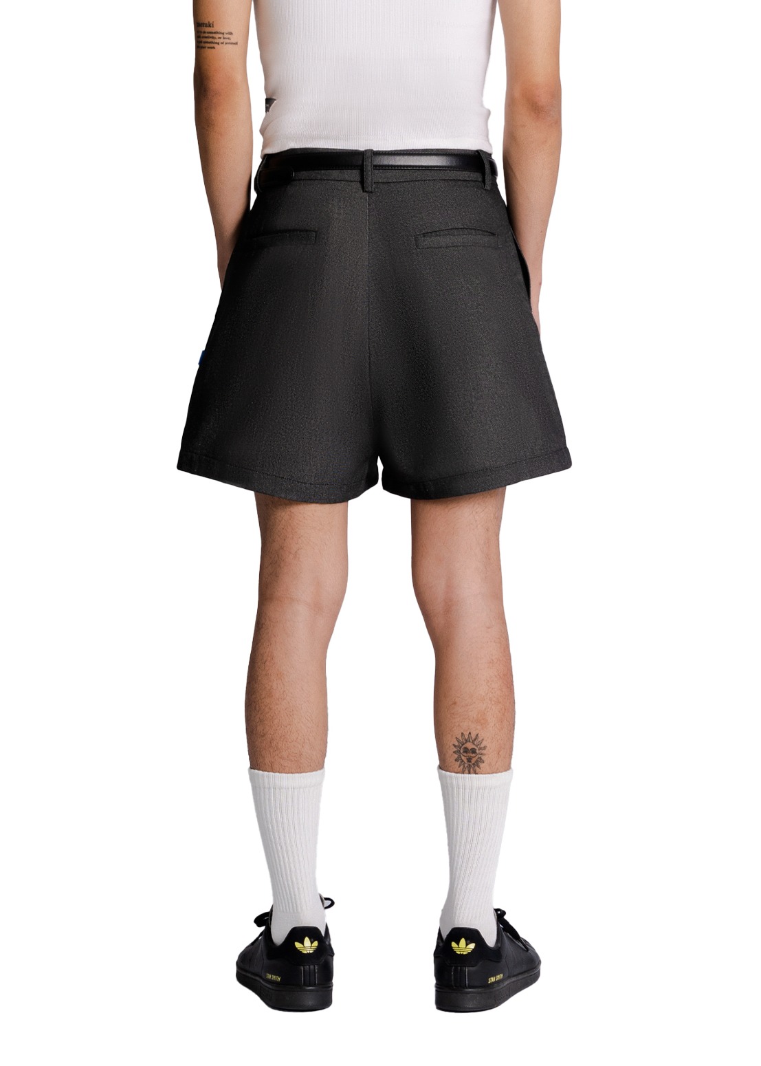 Double Pleated Shorts in Dark Grey