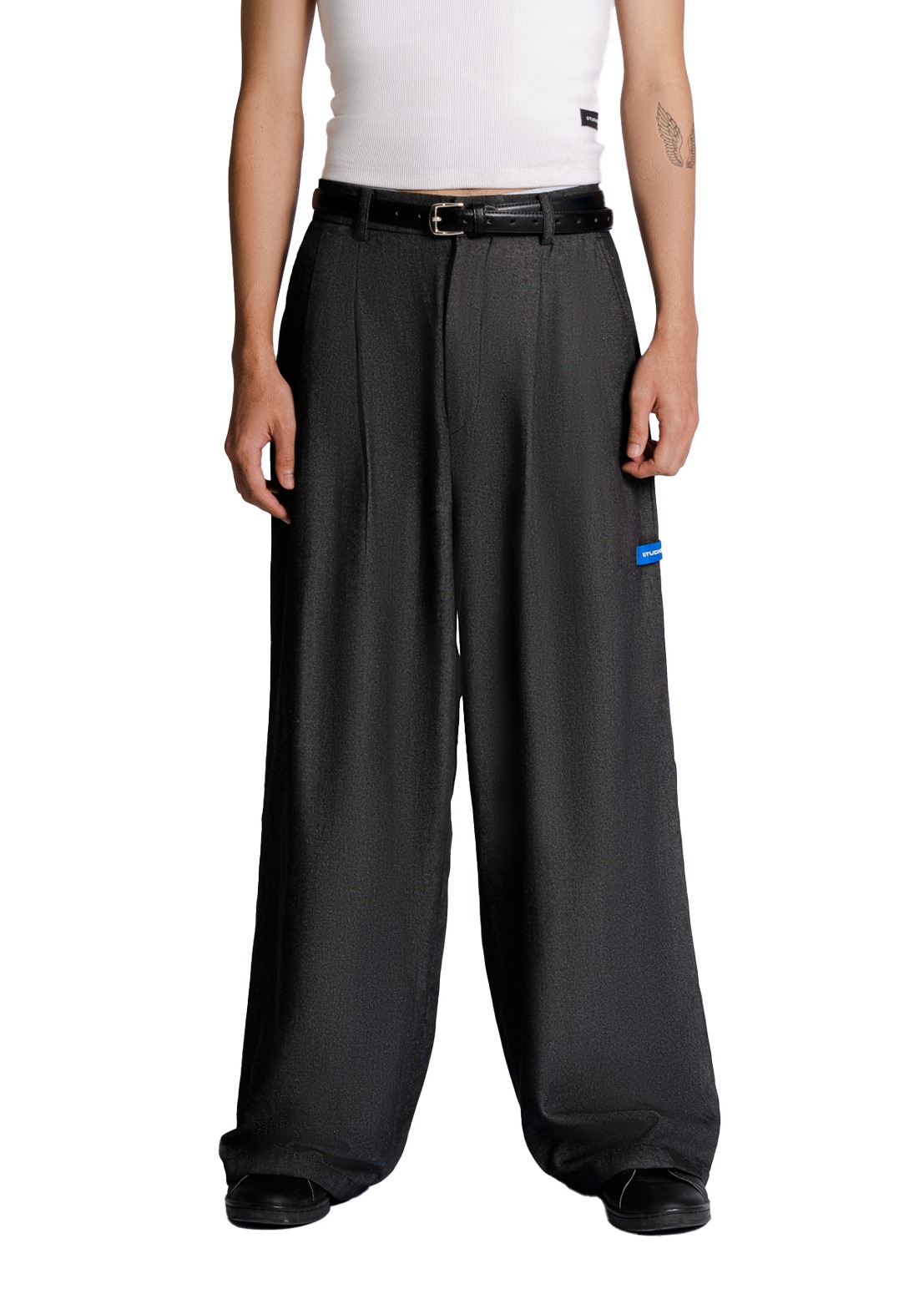 Double Pleated Trousers in Dark Grey