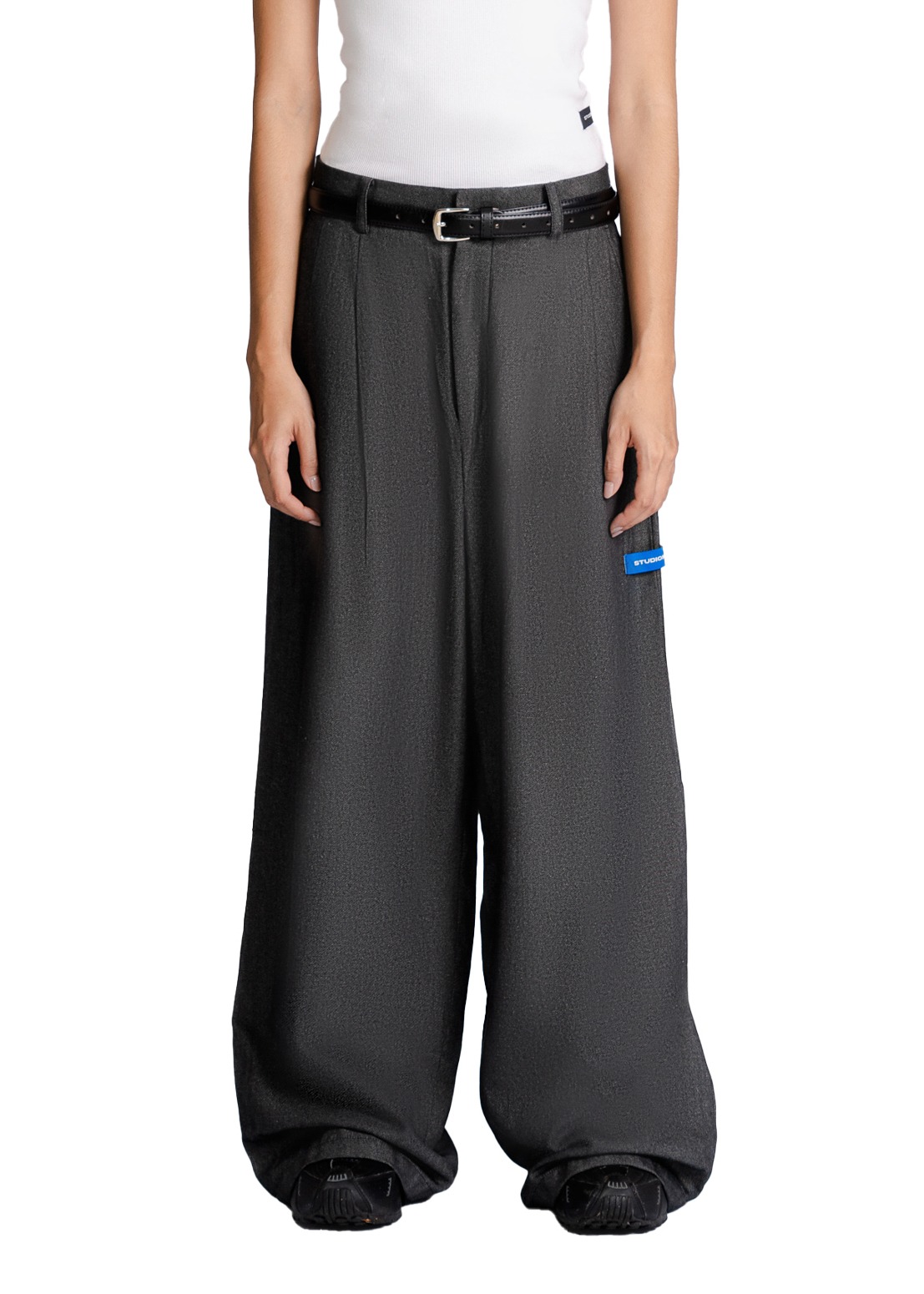 Double Pleated Trousers in Dark Grey