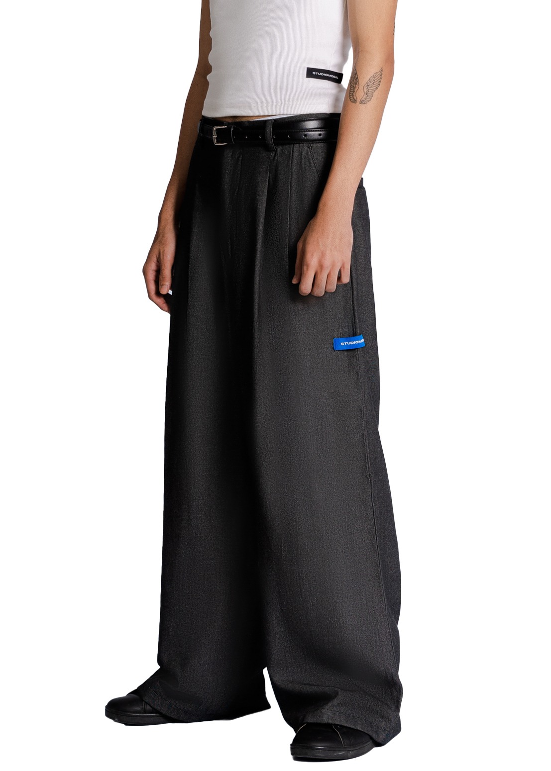 Double Pleated Trousers in Dark Grey