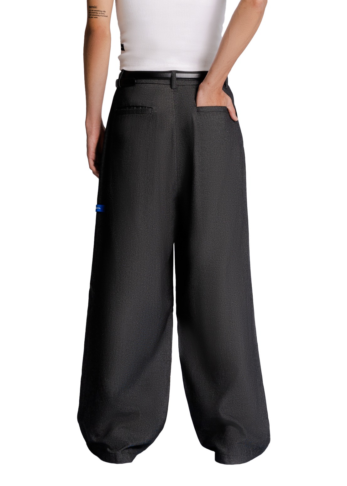 Double Pleated Trousers in Dark Grey