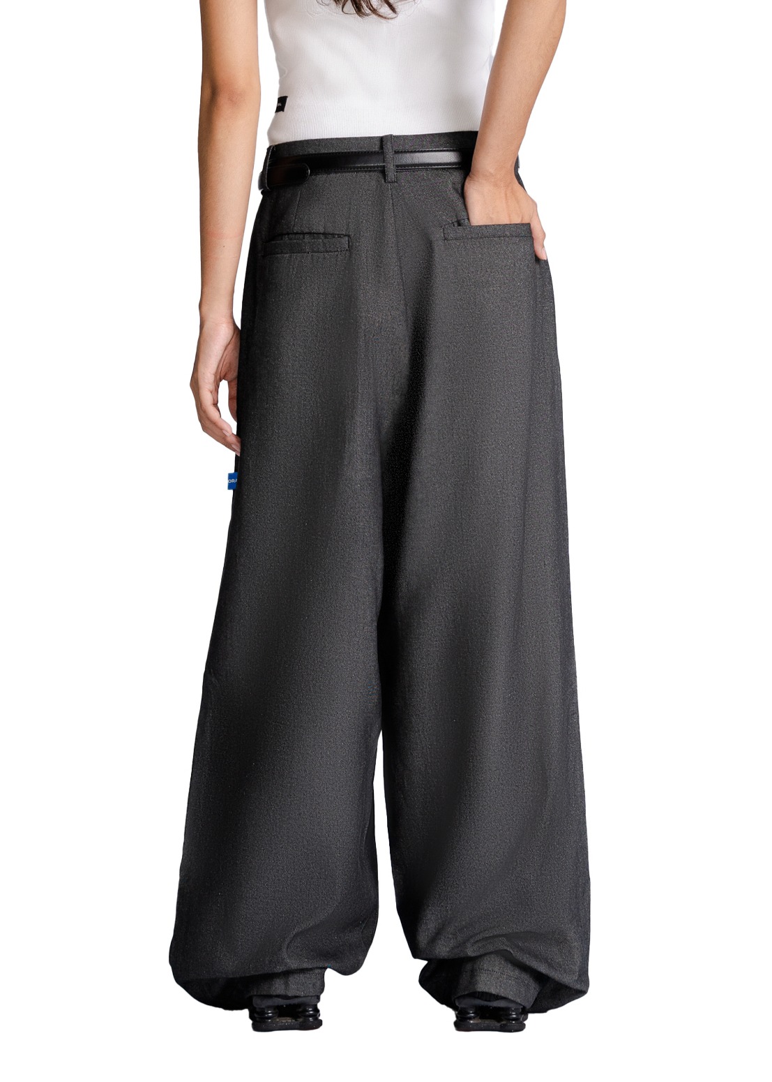 Double Pleated Trousers in Dark Grey