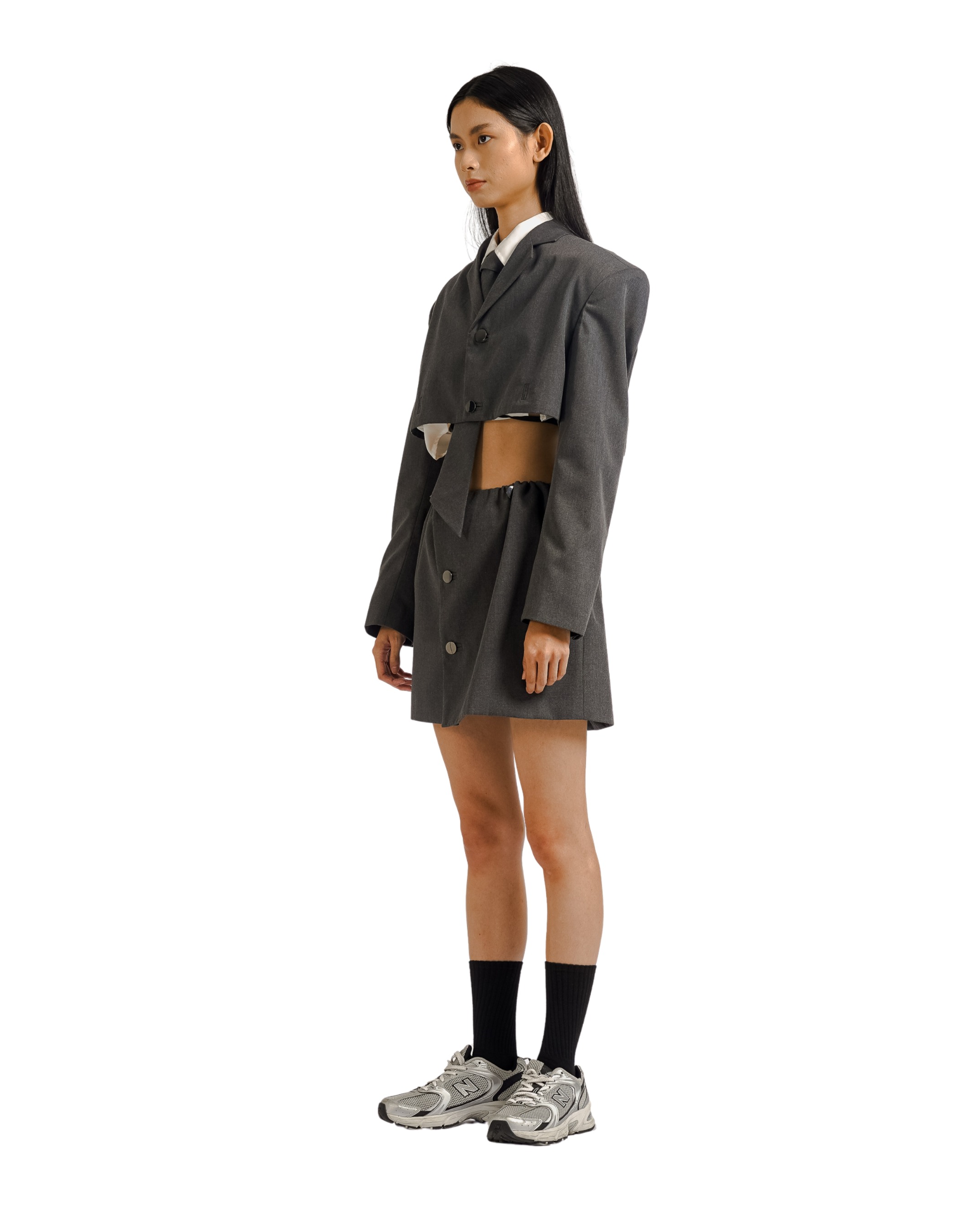 Multiways Buttoned Blazer in Grey