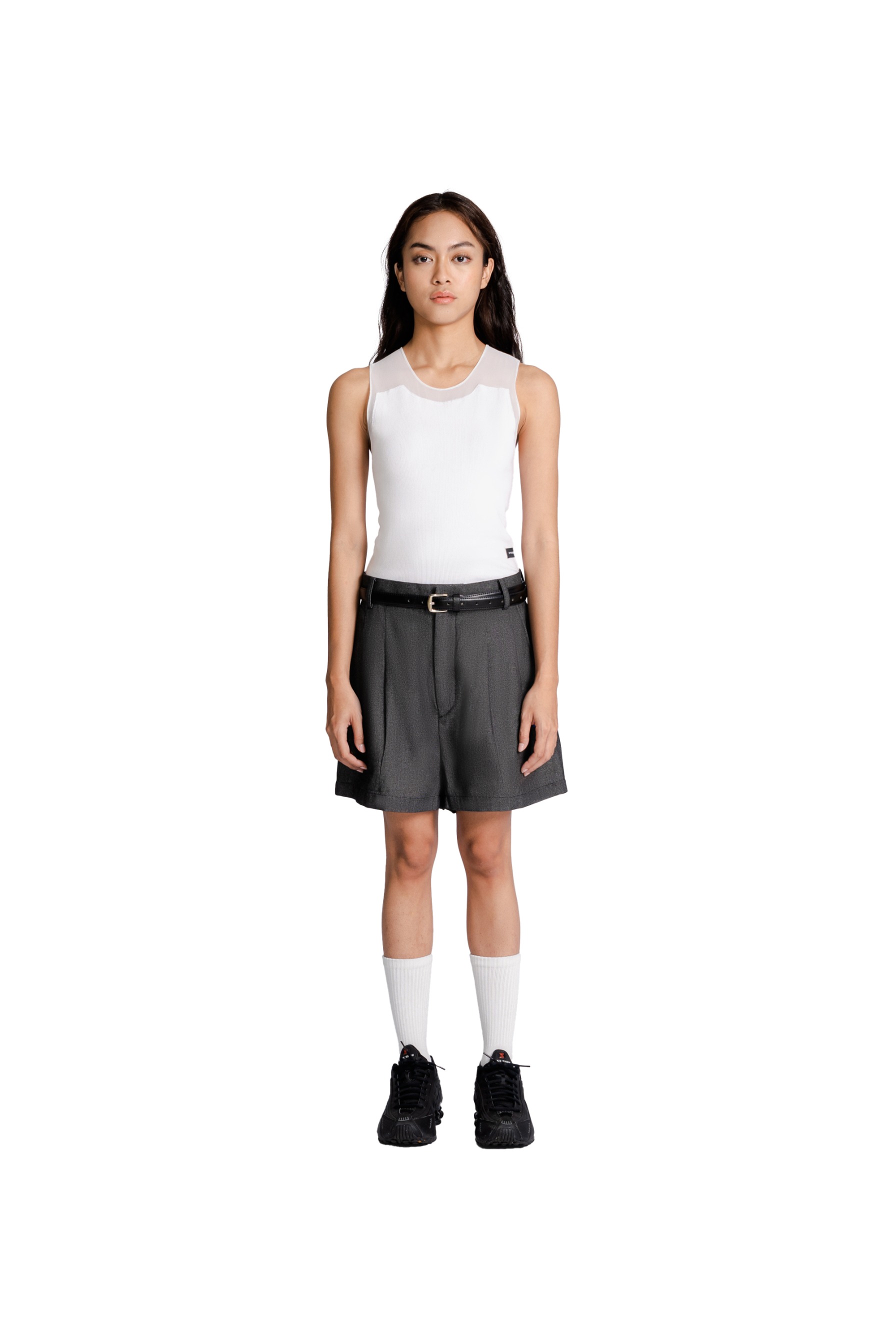 Double Pleated Shorts in Dark Grey