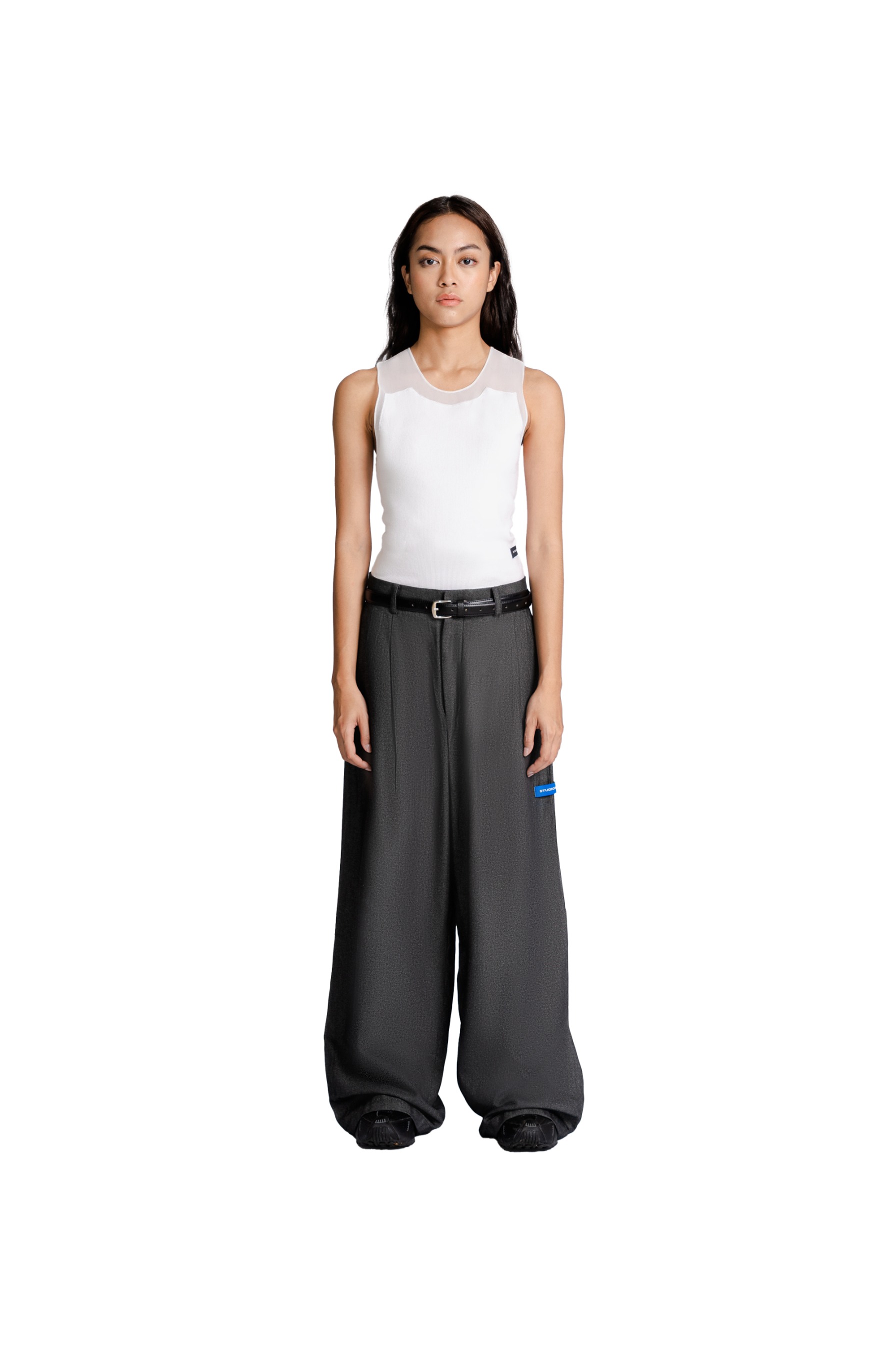 Double Pleated Trousers in Dark Grey