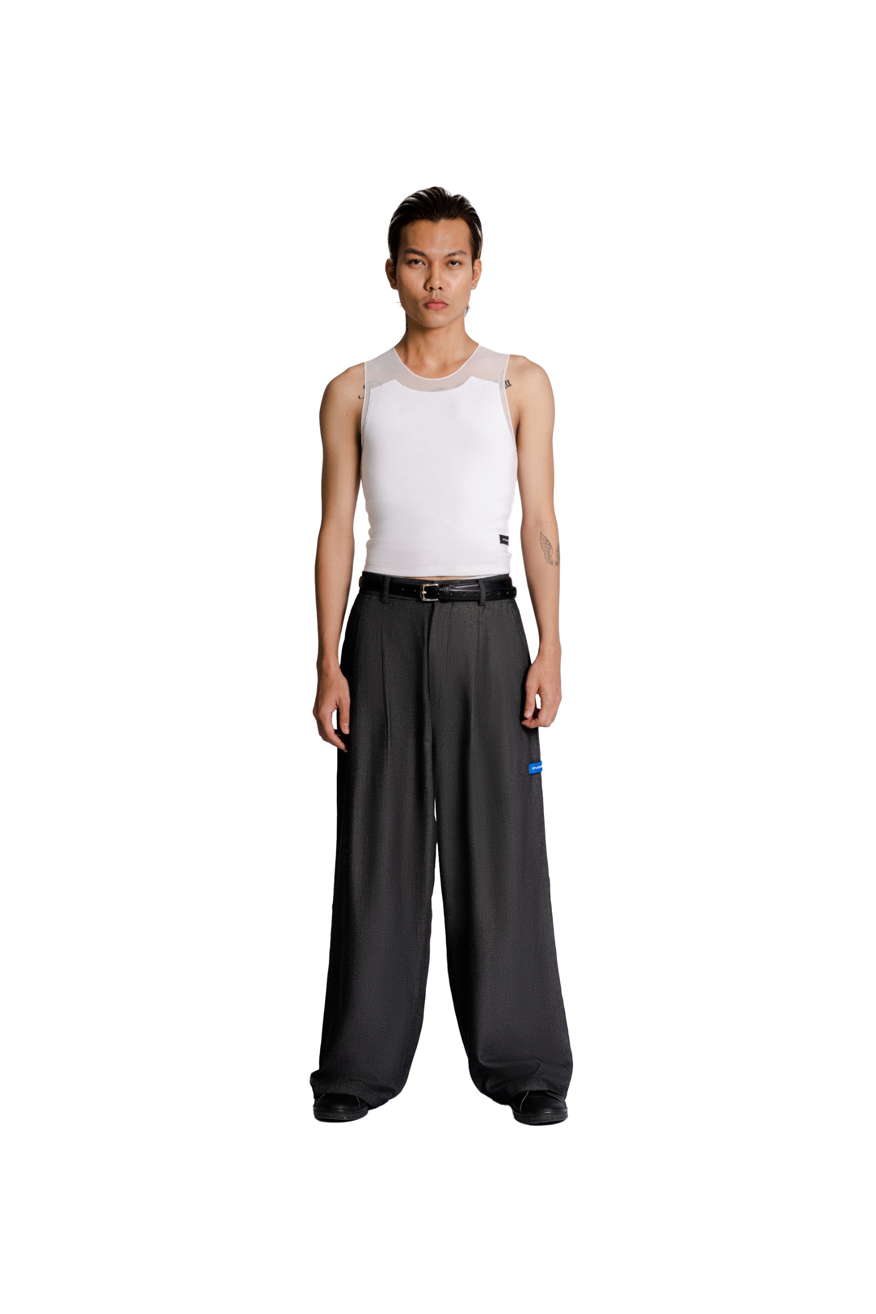 Double Pleated Trousers in Dark Grey