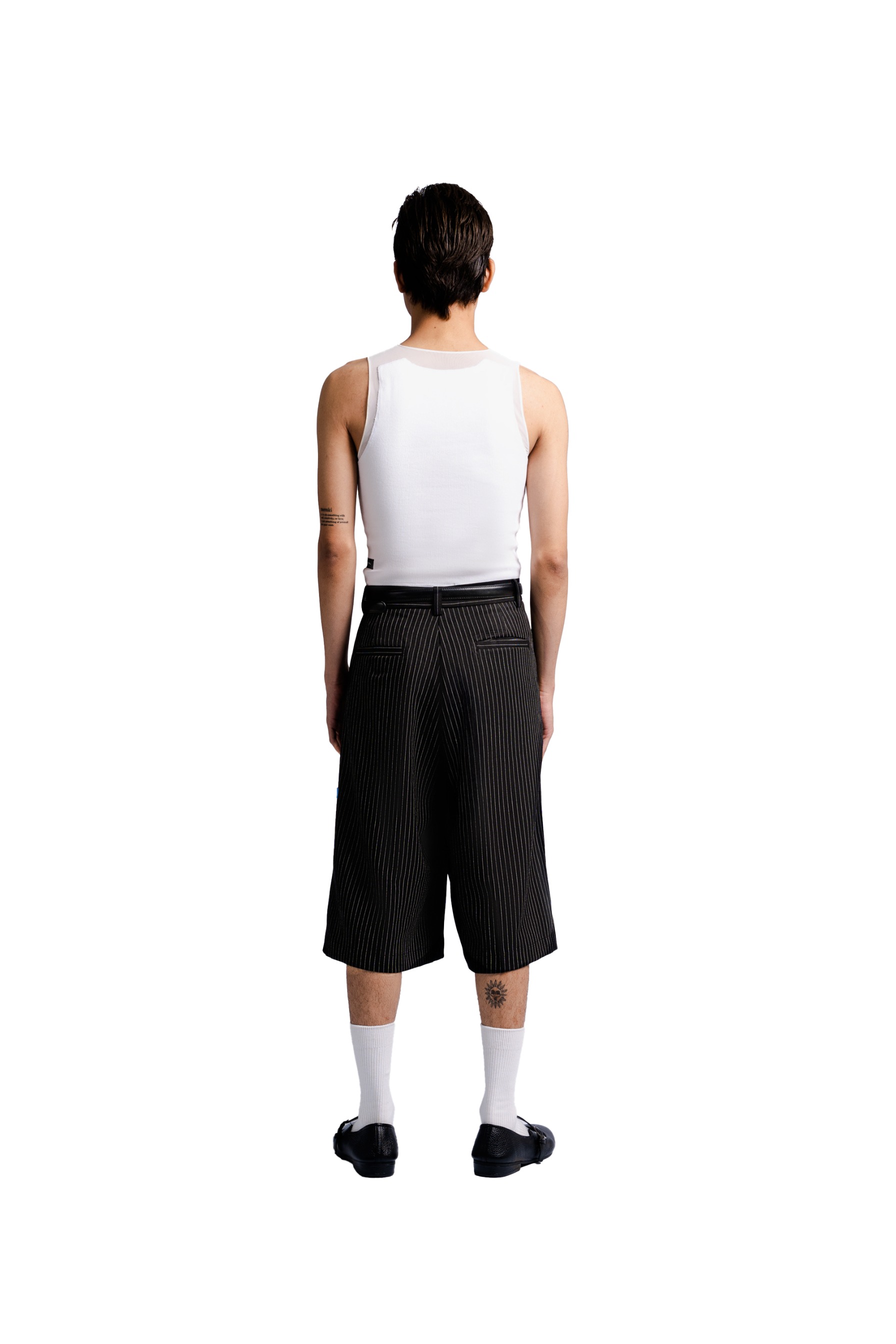 Bermuda Pants in Black Pinstripe