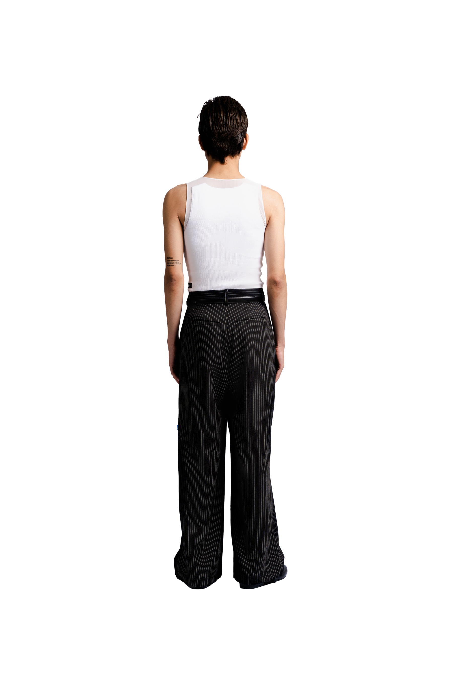Double Pleated Trousers in Black Pinstripe
