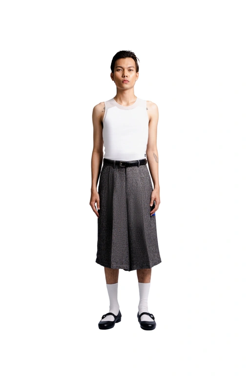 Image of Bermuda Pants in Grey Roman Tweed