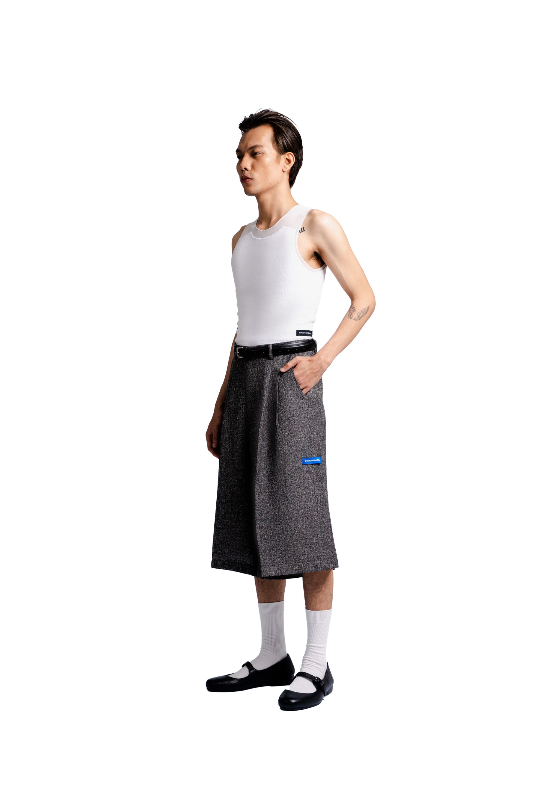 Bermuda Pants in Grey Roman Tweed